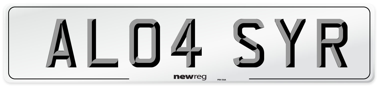 AL04 SYR Number Plate from New Reg